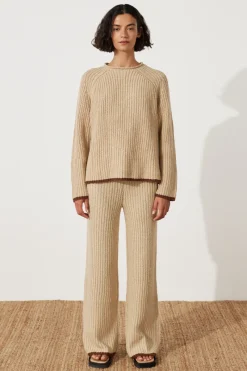 Zulu & Zephyr Sand Contrast Rib Knit Jumper Sale