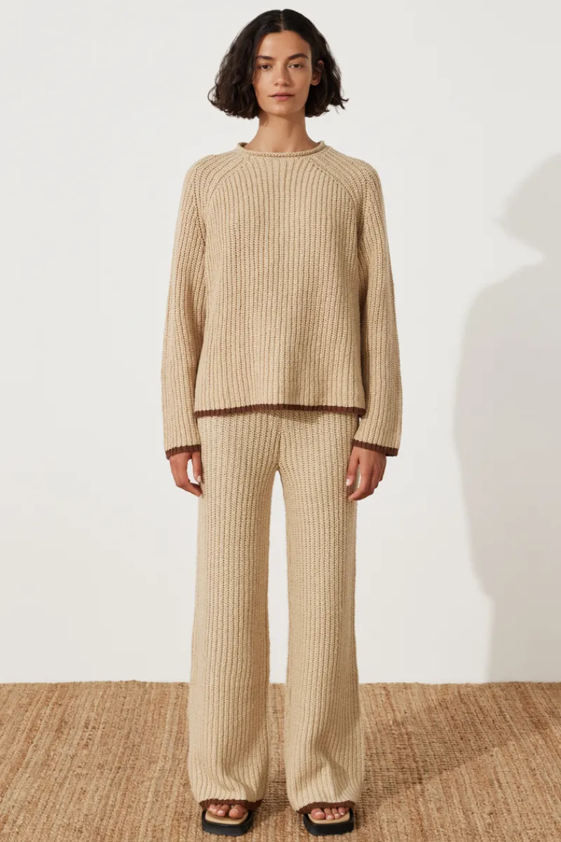 Zulu & Zephyr Sand Contrast Rib Knit Jumper Sale