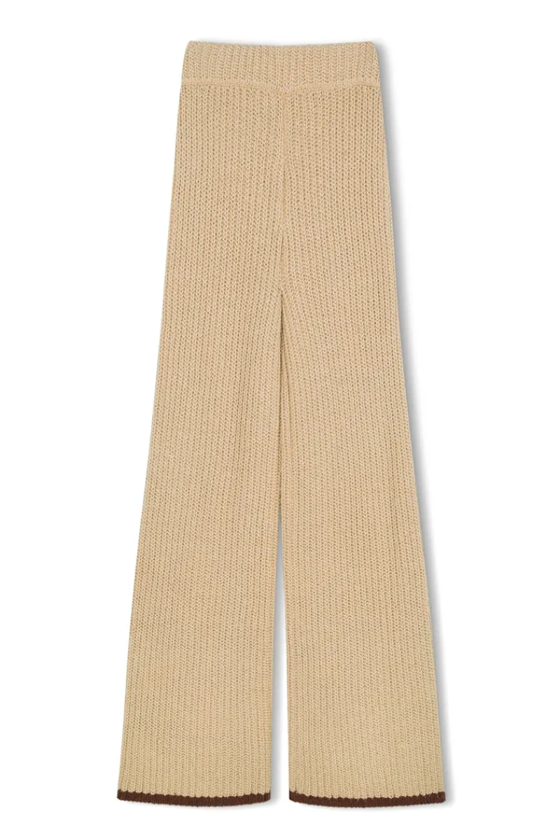 Zulu & Zephyr Sand Contrast Rib Knit Pant Shop