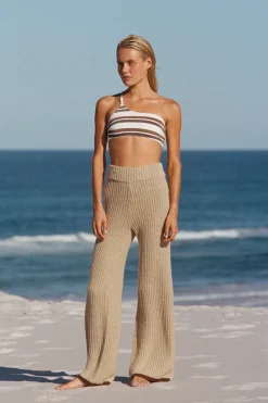 Zulu & Zephyr Sand Contrast Rib Knit Pant Shop