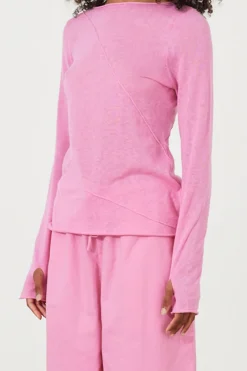 Zulu & Zephyr Sea Pink Panelled Knit Top Outlet