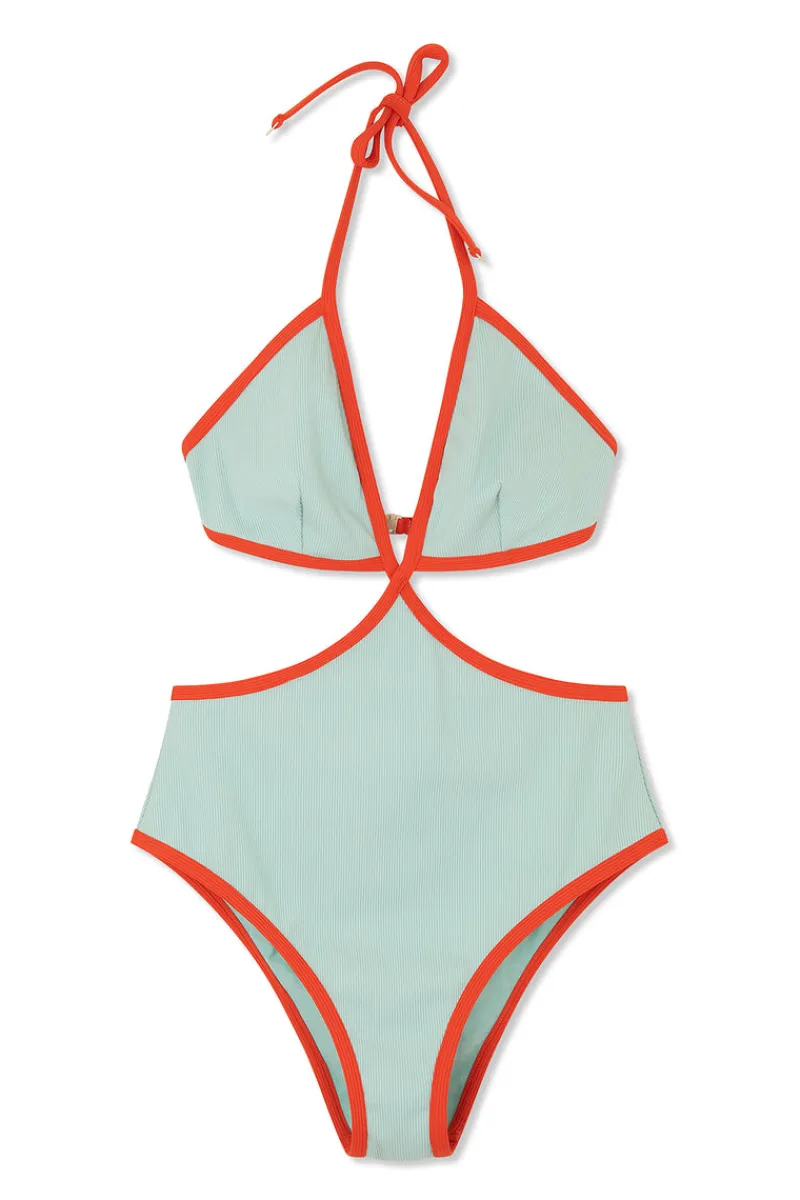 Zulu & Zephyr Seaglass Rib Contrast One Piece Flash Sale