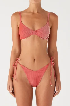 Zulu & Zephyr Signature Stripe Balconette Bra Cup Top - Chilli Red Store
