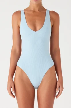 Zulu & Zephyr Signature Stripe Bikini One Piece - Shallow Blue Cheap