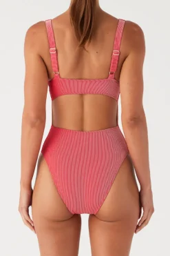 Zulu & Zephyr Signature Stripe Bikini One Piece - Chilli Red Clearance