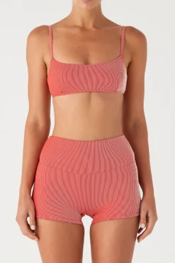 Zulu & Zephyr Signature Stripe Bralette Top - Chilli Red Flash Sale