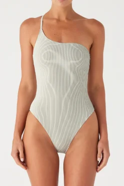 Zulu & Zephyr Signature Stripe One Shoulder One Piece - Coconut Fashion