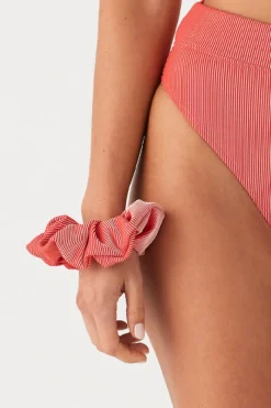 Zulu & Zephyr Signature Stripe Scrunchie - Chilli Red Clearance
