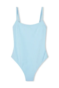 Zulu & Zephyr Signature Stripe Simple One Piece - Shallow Blue Cheap