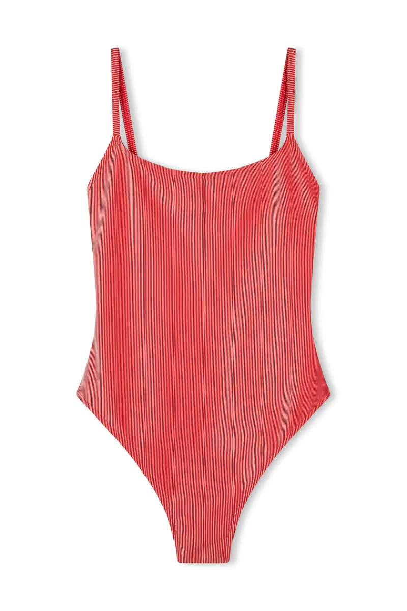 Zulu & Zephyr Signature Stripe Simple One Piece - Chilli Red Best Sale