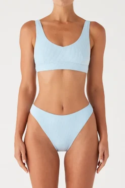 Zulu & Zephyr Signature Stripe Waistband Bralette Top - Shallow Blue New