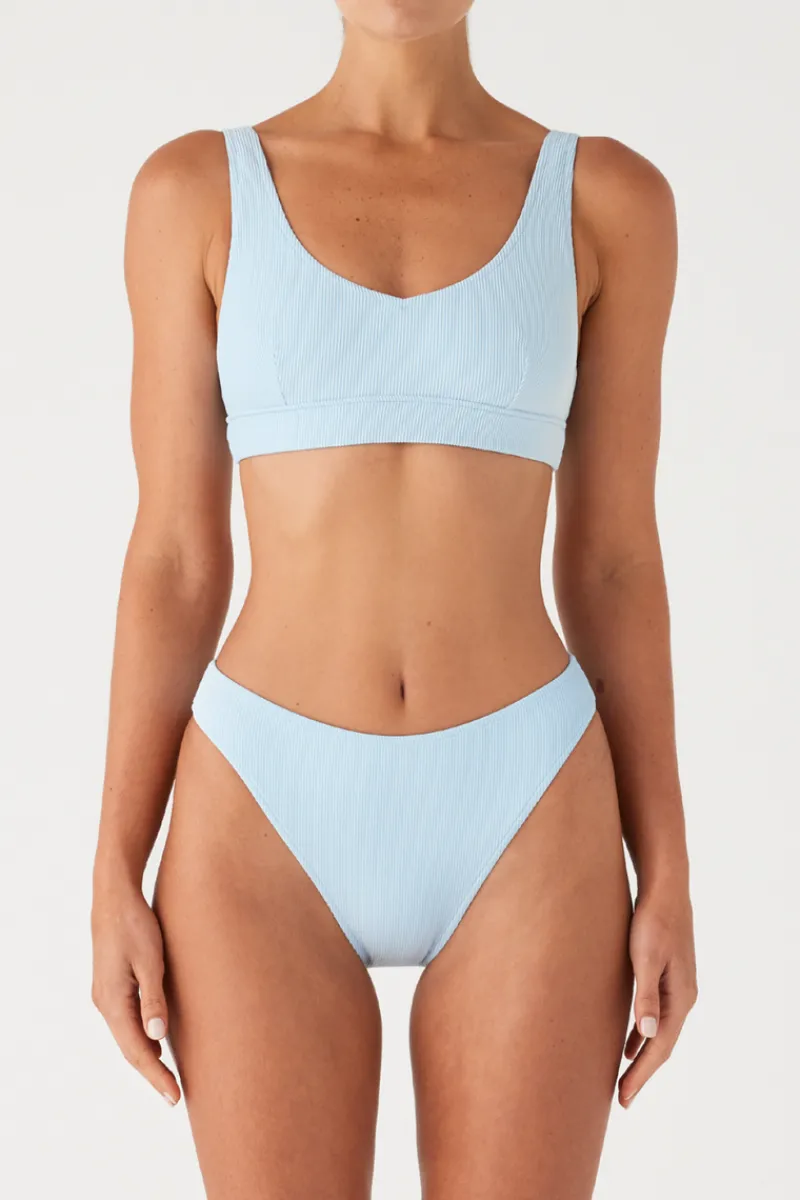 Zulu & Zephyr Signature Stripe Waistband Bralette Top - Shallow Blue New