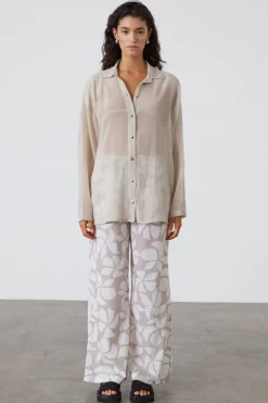 Zulu & Zephyr Silver Sheer Textured Shirt Best Sale