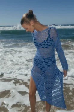 Zulu & Zephyr Sky Crochet Knit Dress Cheap