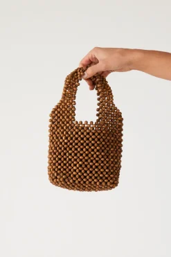 Zulu & Zephyr Small Beaded Bucket Bag - Walnut Sale