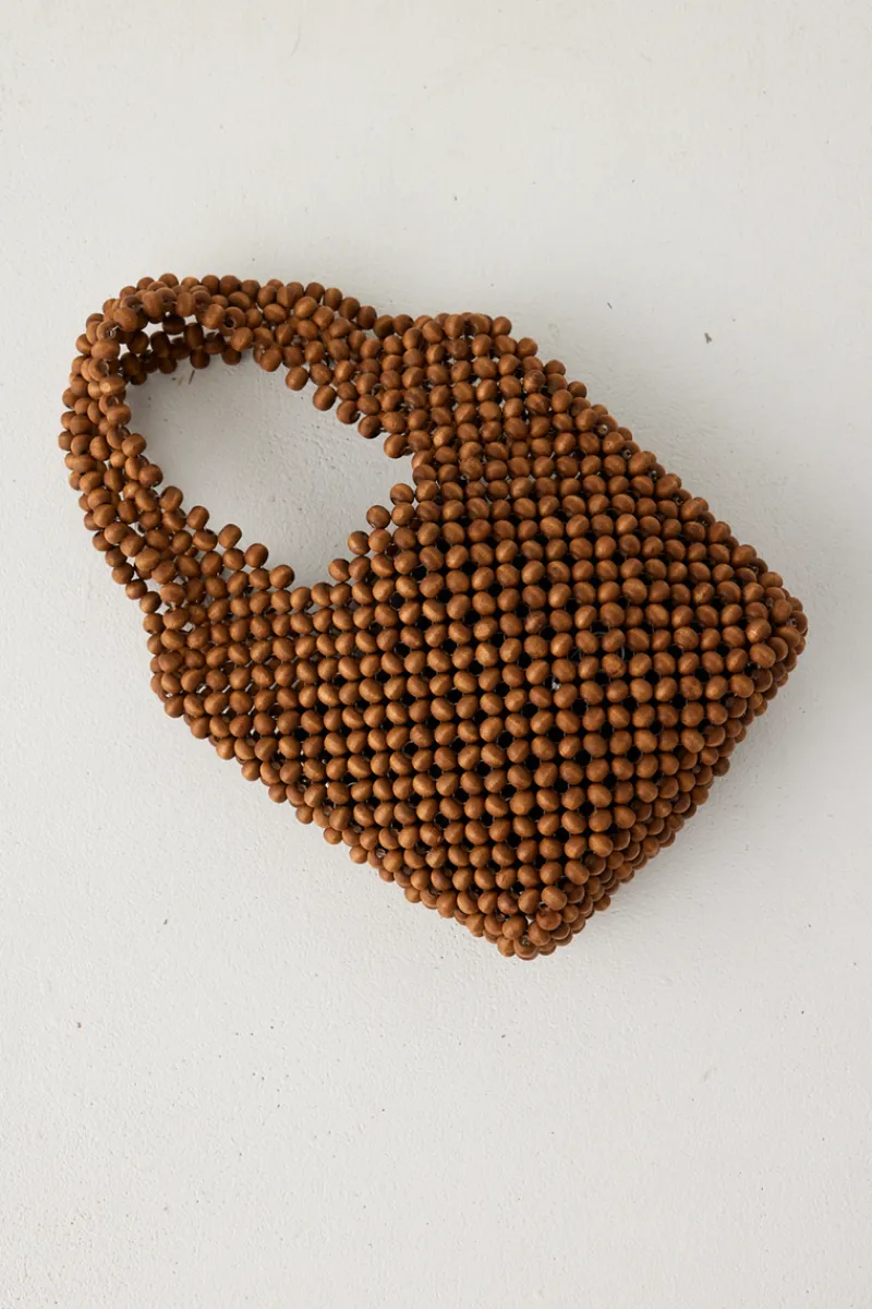 Zulu & Zephyr Small Beaded Bucket Bag - Walnut Sale