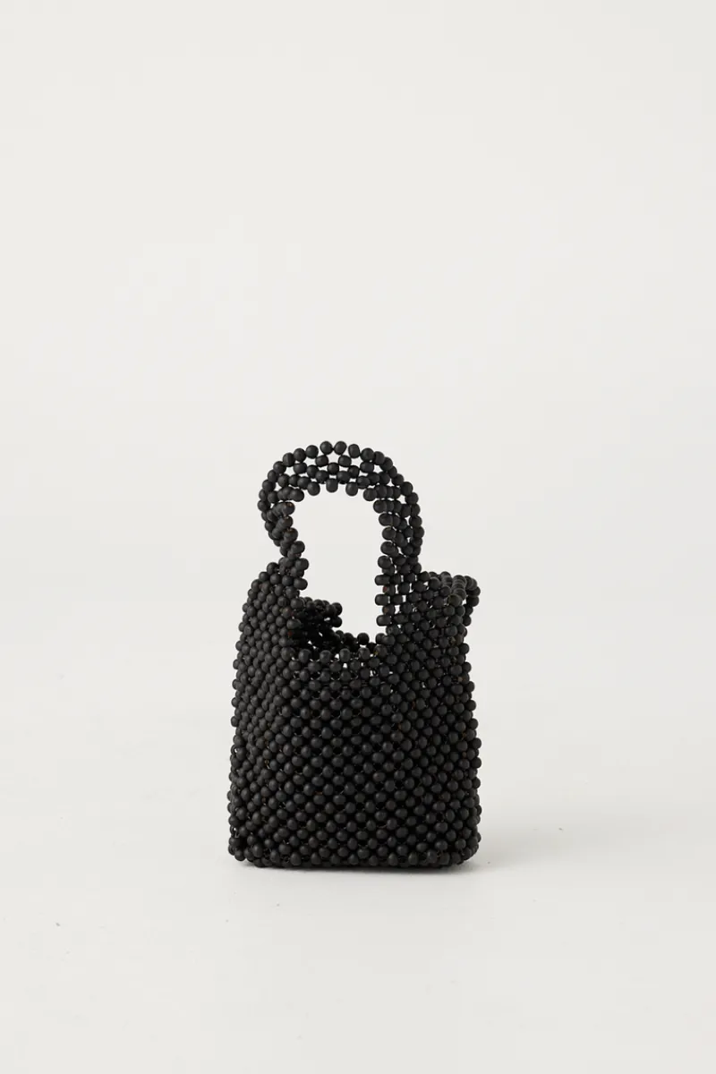 Zulu & Zephyr Small Beaded Bucket Bag - Black Hot