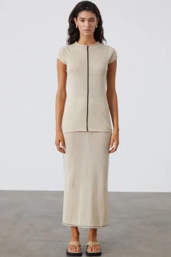 Zulu & Zephyr Stone Contrast Cotton Blend Knit Top Store