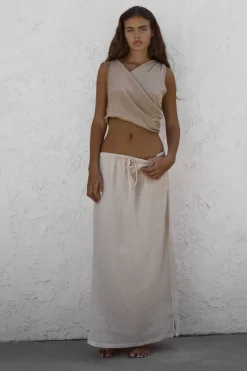 Zulu & Zephyr Stone Sheer Textured Maxi Skirt Best Sale