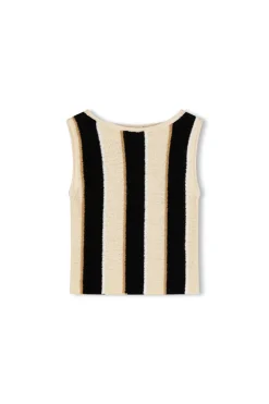 Zulu & Zephyr Stone Stripe Organic Cotton Blend Knit Crop Top Sale