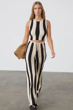 Zulu & Zephyr Stone Stripe Organic Cotton Blend Knit Crop Top Sale