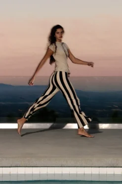 Zulu & Zephyr Stone Stripe Organic Cotton Blend Knit Pant Flash Sale