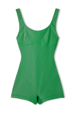 Zulu & Zephyr Stripe Rib Bralette Bodysuit - Parrot Green Discount