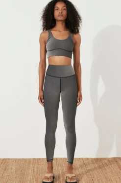 Zulu & Zephyr Stripe Rib Crop Top - Black Cheap