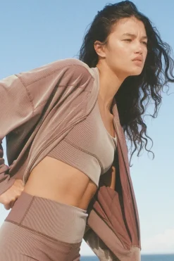 Zulu & Zephyr Stripe Rib Crop Top - Chocolate Best Sale