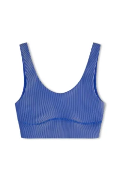 Zulu & Zephyr Stripe Rib Crop Top - Dolphin Blue New