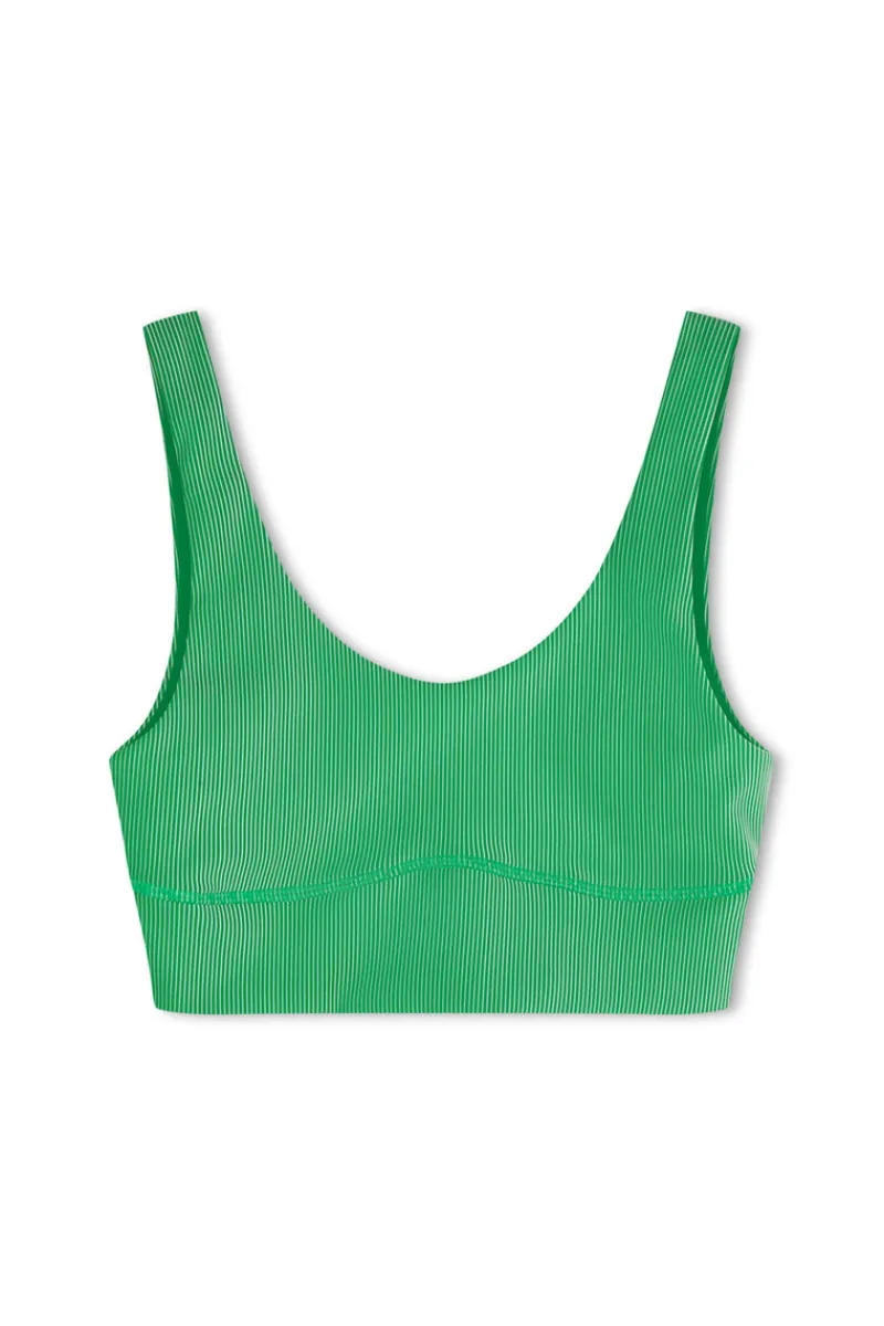 Zulu & Zephyr Stripe Rib Crop Top - Parrot Green Best