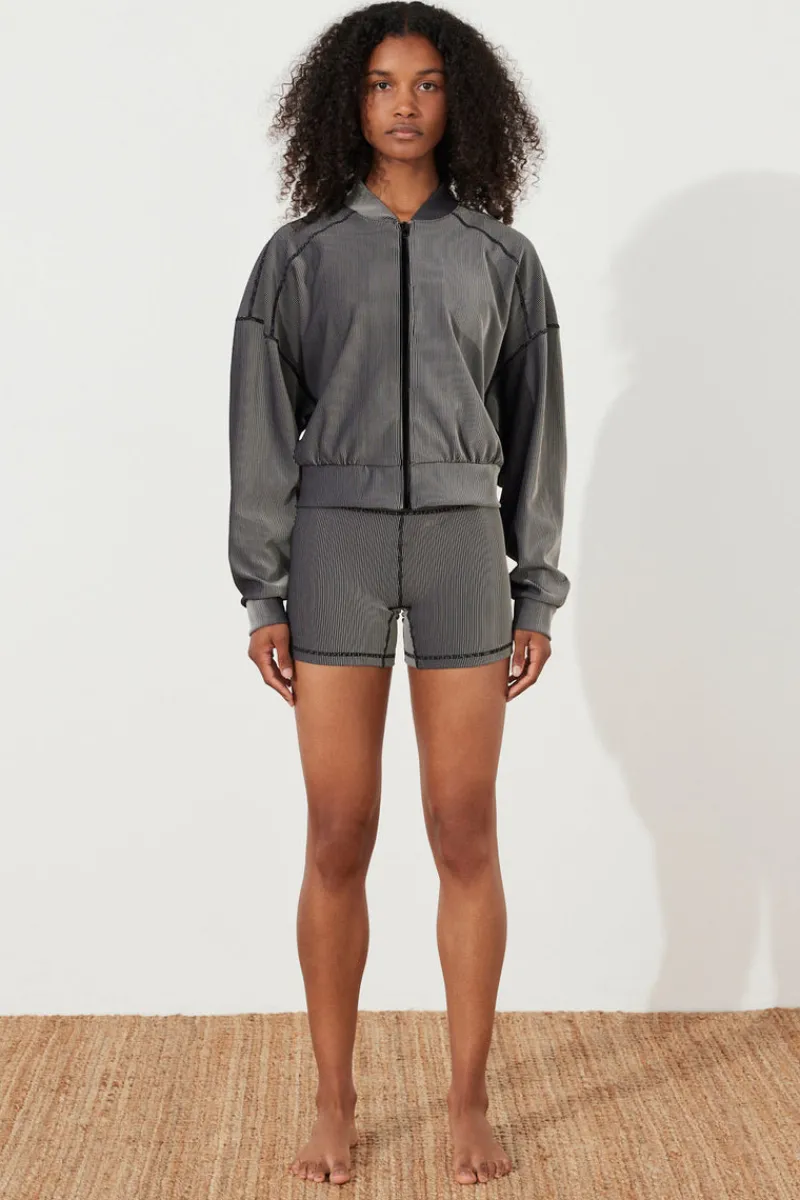 Zulu & Zephyr Stripe Rib Jacket - Black Flash Sale