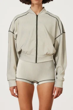 Zulu & Zephyr Stripe Rib Jacket - Coconut Flash Sale