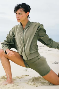 Zulu & Zephyr Stripe Rib Jacket - Olive Outlet