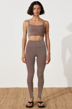 Zulu & Zephyr Stripe Rib Legging - Chocolate Online