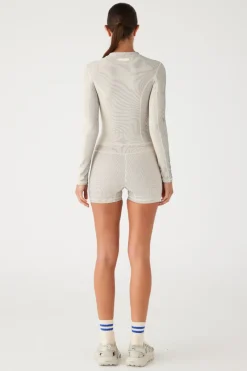 Zulu & Zephyr Stripe Rib Long Sleeve Rash Guard - Coconut Discount