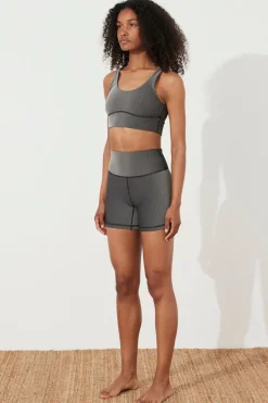 Zulu & Zephyr Stripe Rib Short - Black Sale