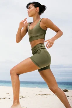 Zulu & Zephyr Stripe Rib Short - Olive Cheap