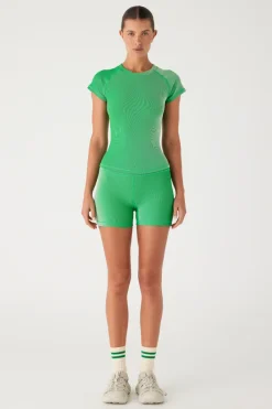 Zulu & Zephyr Stripe Rib Short Sleeve Rash Guard - Parrot Green Store