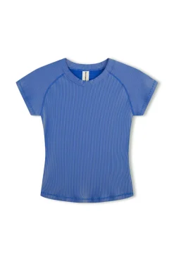 Zulu & Zephyr Stripe Rib Short Sleeve Rash Guard - Dolphin Blue Clearance