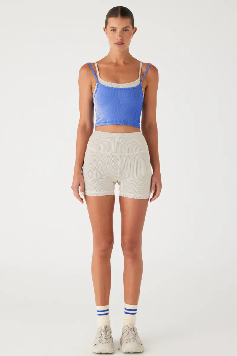 Zulu & Zephyr Stripe Rib Singlet - Dolphin Blue Clearance