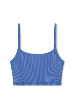 Zulu & Zephyr Stripe Rib Singlet - Dolphin Blue Clearance