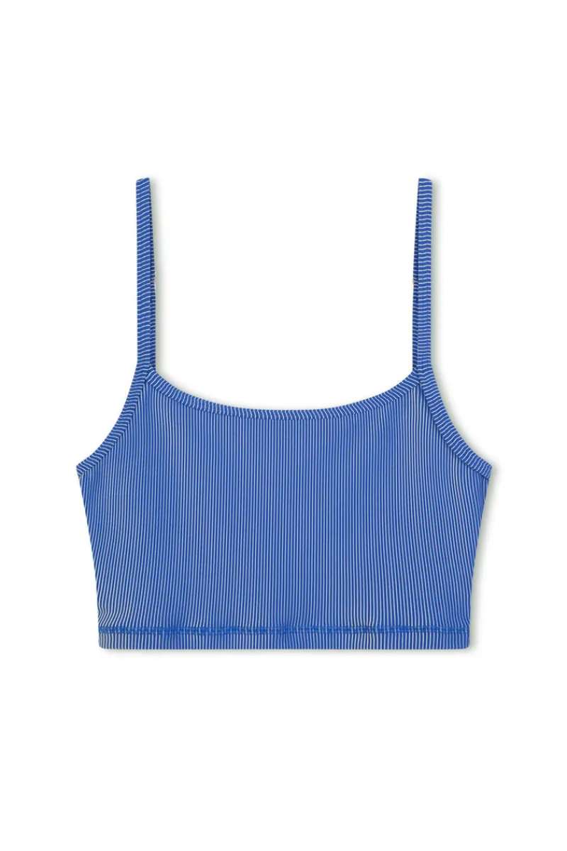 Zulu & Zephyr Stripe Rib Singlet - Dolphin Blue Clearance