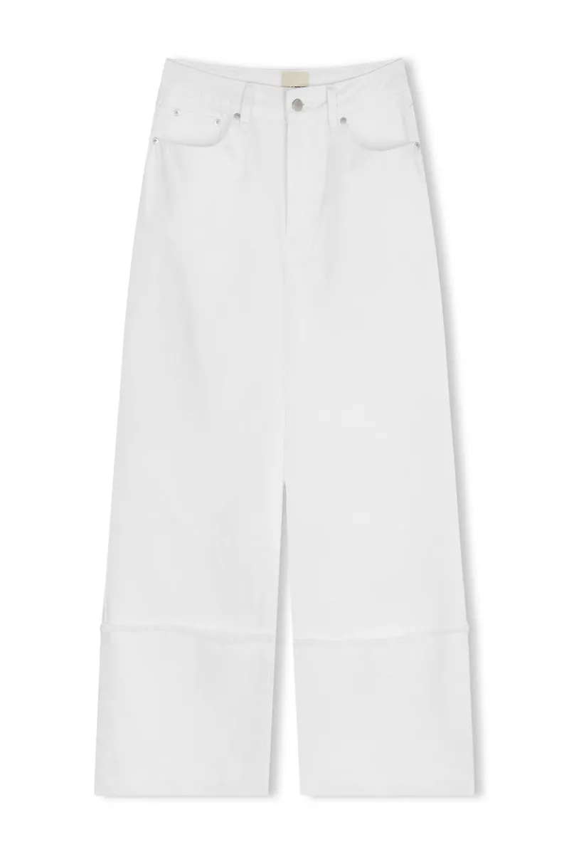 Zulu & Zephyr White Recycled Cotton Relaxed Straight Jean Clearance