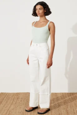 Zulu & Zephyr White Recycled Cotton Relaxed Straight Jean Clearance