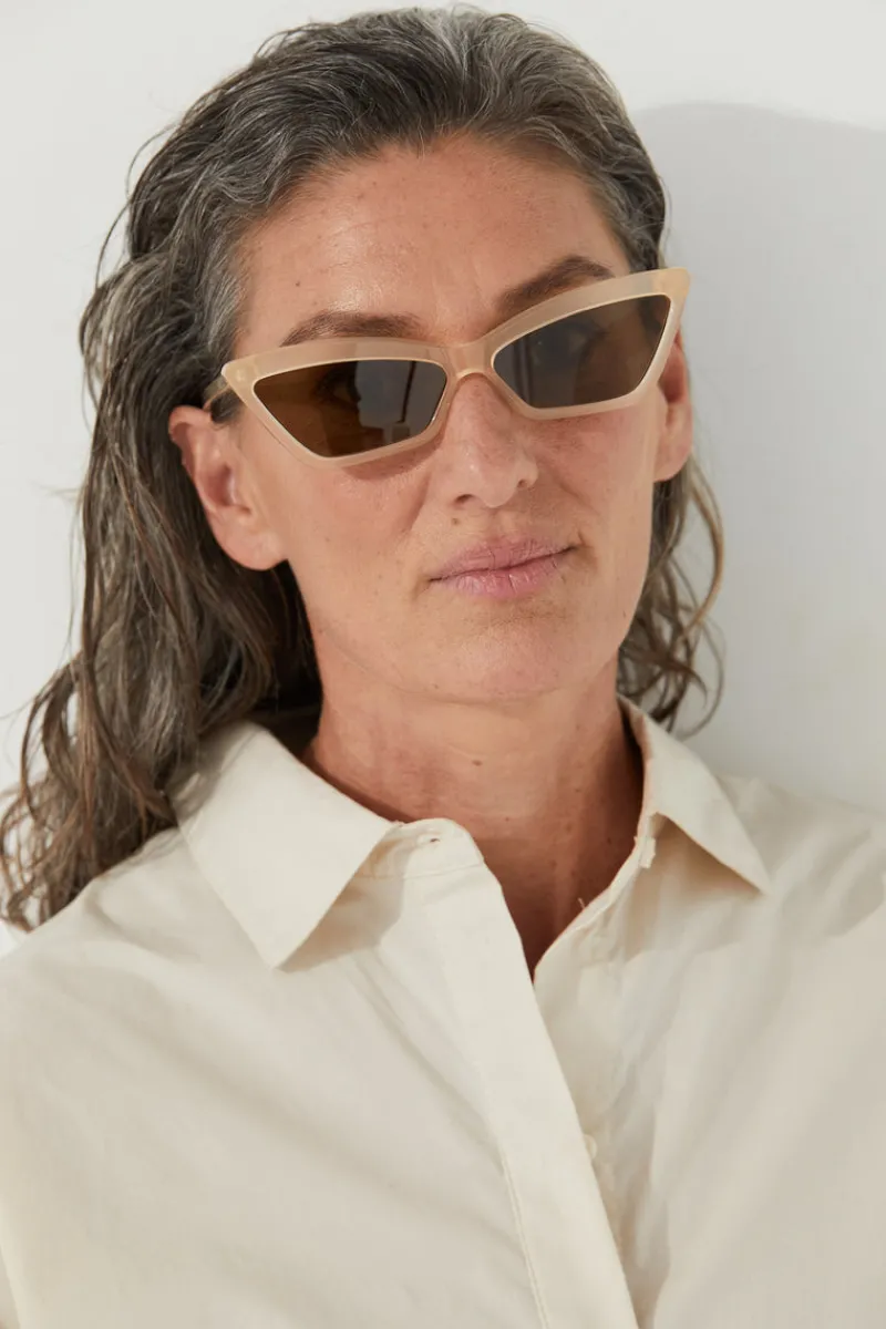 Zulu & Zephyr x Local Supply - Slim Cat Eye Sunglasses - Shell Discount